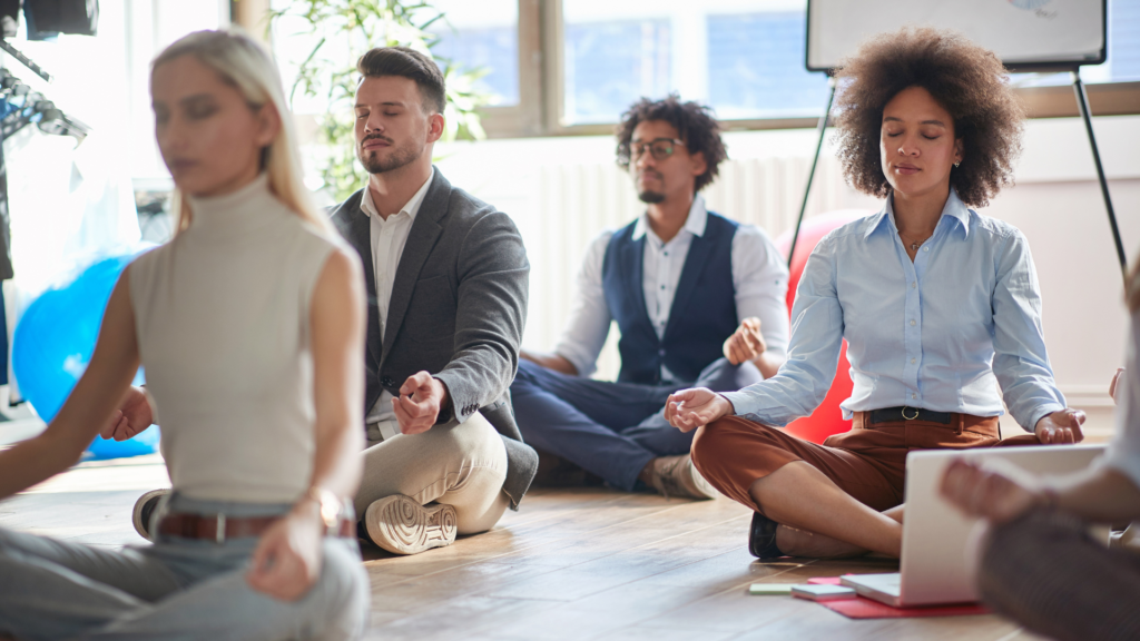 Professional people doing yoga