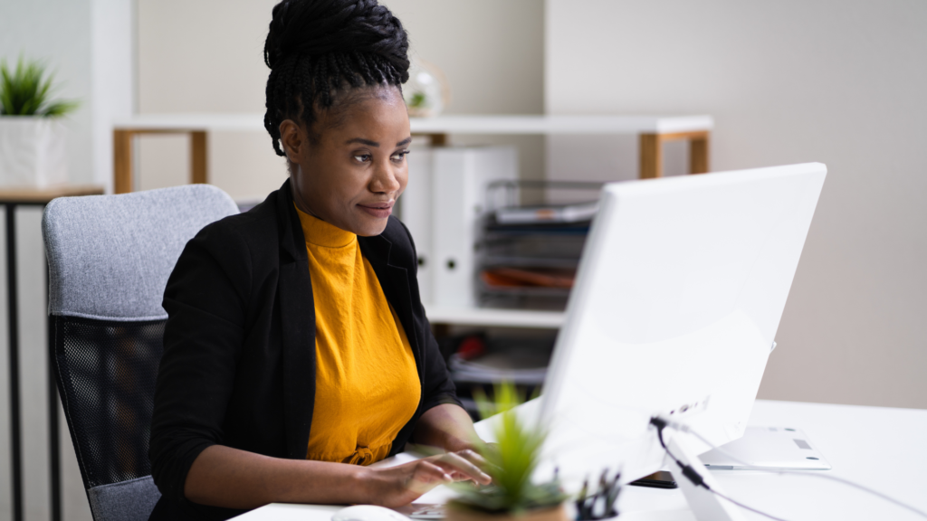 Woman in front of computer